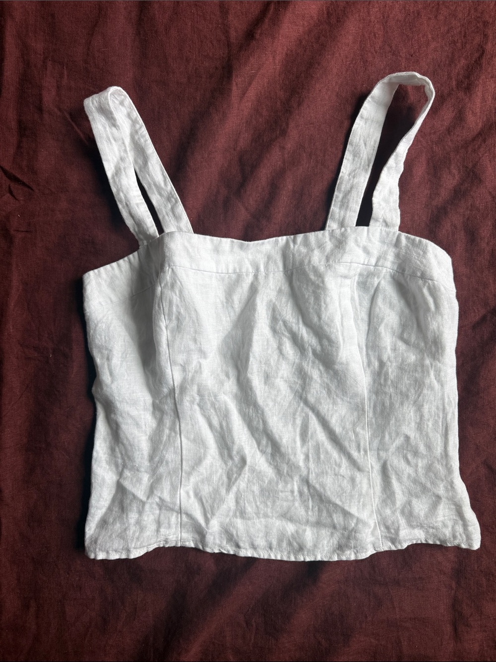 Quince White Linen Square-Neck Camisole Top